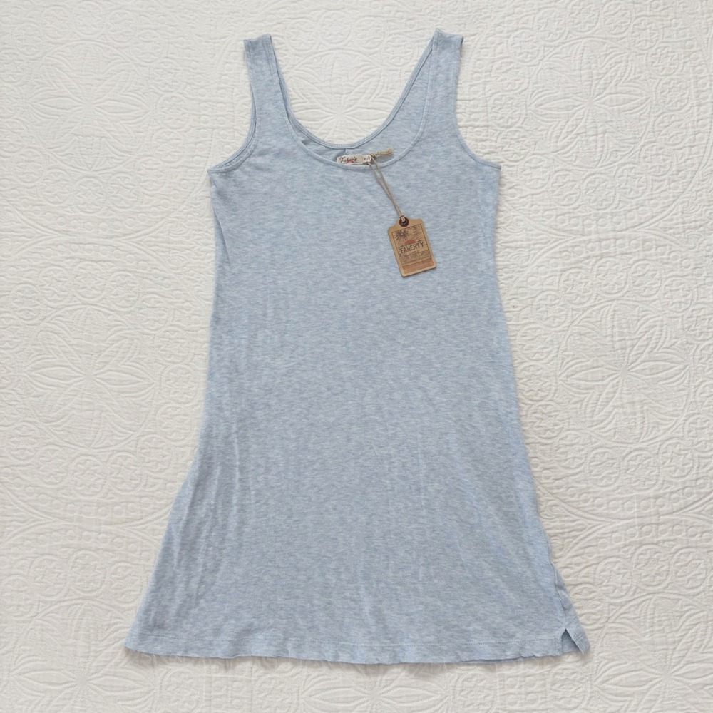 Faherty Palm Beach Cotton Tank Dress, Sky Blue XS